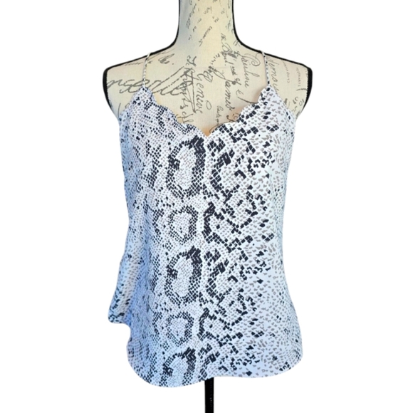 J. Crew White Black Snake Print Spaghetti Strap Cami Tank Top 2 - Picture 1 of 7